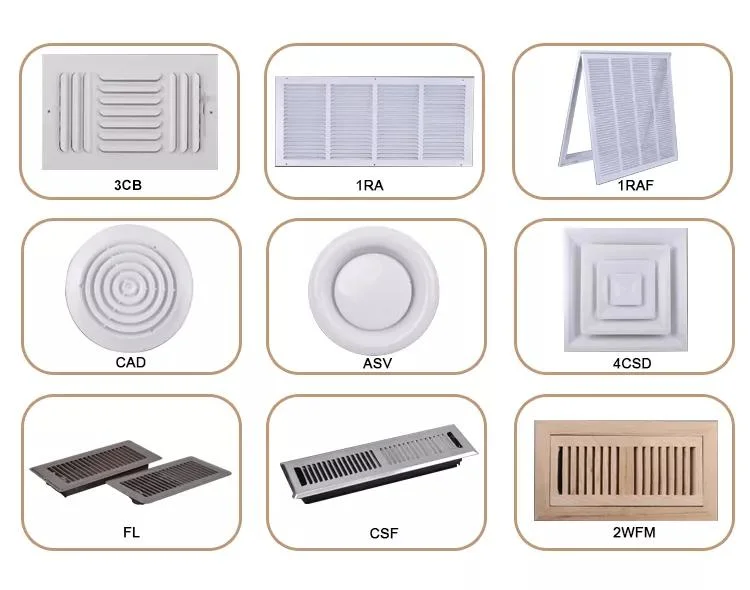 Customizable White Plastic Square Adjustable Air Conditioner Vent